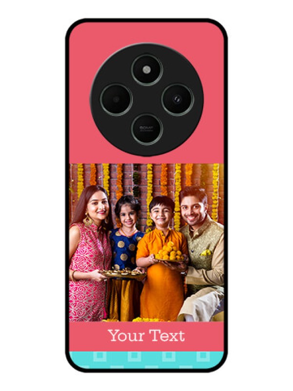 Custom Redmi A4 5G Custom Metal Phone CasePeach and Blue Color Design