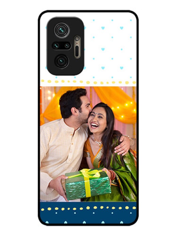 Custom Redmi Note 10 Pro Max Custom Metal Phone CaseWhite And Blue Abstract Design