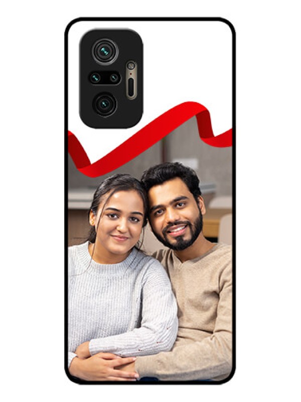 Custom Redmi Note 10 Pro Max Custom Metal Phone CaseRed Ribbon Frame Design