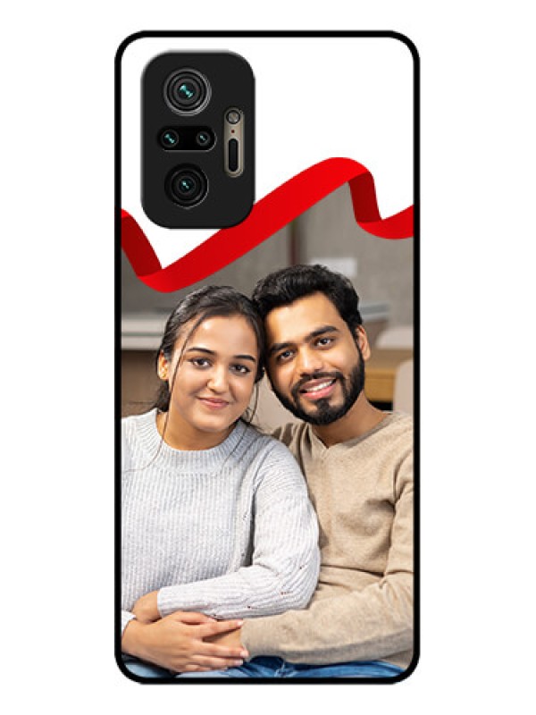 Custom Redmi Note 10 Pro Custom Metal Phone Case - Red Ribbon Frame Design