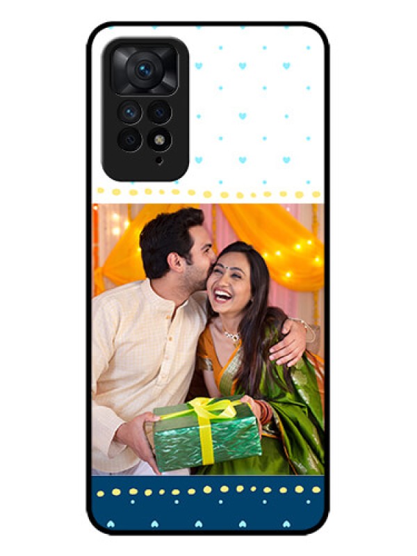 Custom Redmi Note 11 Pro Plus 5G Custom Metal Phone Case - White And Blue Abstract Design