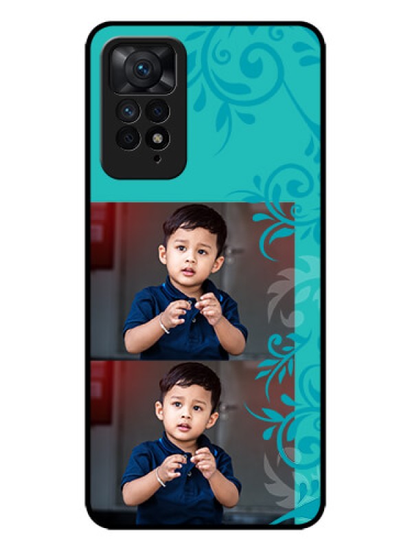 Custom Redmi Note 11 Pro Plus 5G Custom Metal Phone Case - With Photo And Green Floral Design