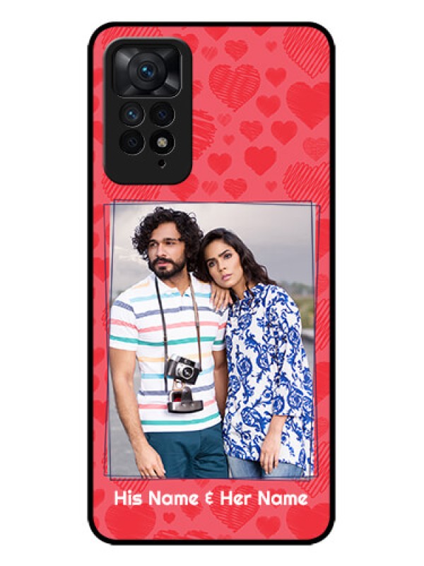 Custom Redmi Note 11 Pro Plus 5G Custom Metal Phone Case - With Red Heart Symbols Design