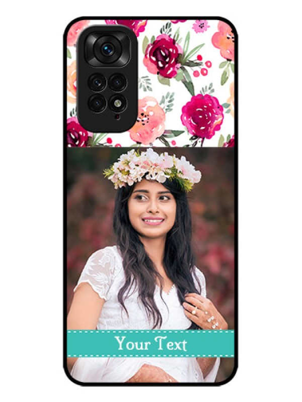 Custom Redmi Note 11 Custom Metal Phone CaseWater Colors Floral Design