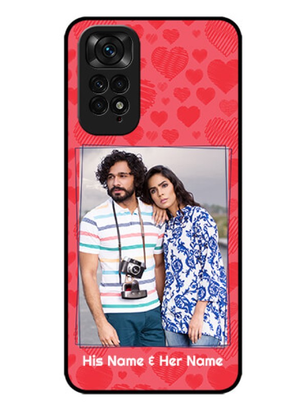 Custom Redmi Note 11s Custom Metal Phone Case - With Red Heart Symbols Design