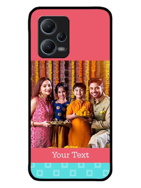 Custom Xiaomi Redmi Note 12 5G Custom Metal Phone CasePeach and Blue Color Design