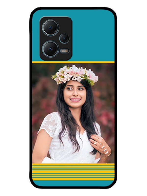 Custom Xiaomi Redmi Note 12 5G Custom Metal Phone CaseYellow and Blue Design