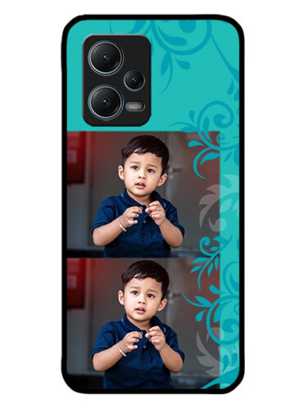 Custom Xiaomi Redmi Note 12 5G Custom Metal Phone CaseWith Photo And Green Floral Design