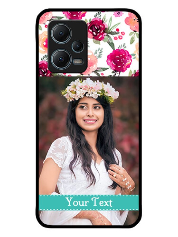 Custom Xiaomi Redmi Note 12 5G Custom Metal Phone CaseWater Colors Floral Design