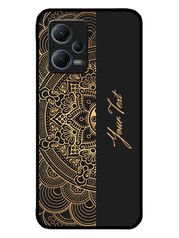 Custom Xiaomi Redmi Note 12 5G Custom Metal Phone CaseMandala Art With Custom Text Design