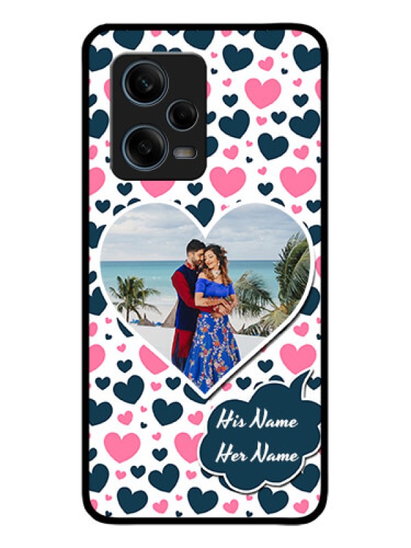 Custom Redmi Note 12 Pro Plus 5G Custom Metal Phone CasePink and Blue Heart Design