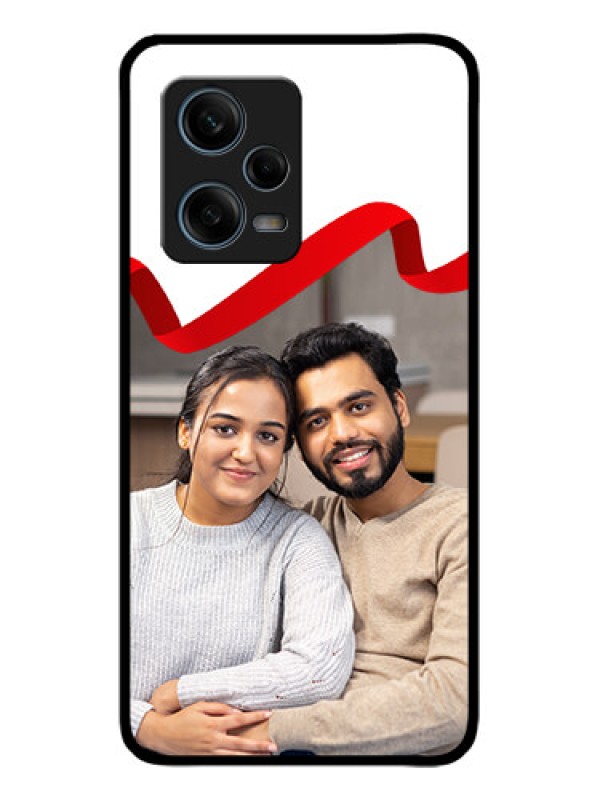 Custom Redmi Note 12 Pro Plus 5G Custom Metal Phone CaseRed Ribbon Frame Design