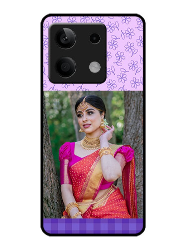 Custom Redmi Note 13 5G Custom Metal Phone CasePurple Floral Design