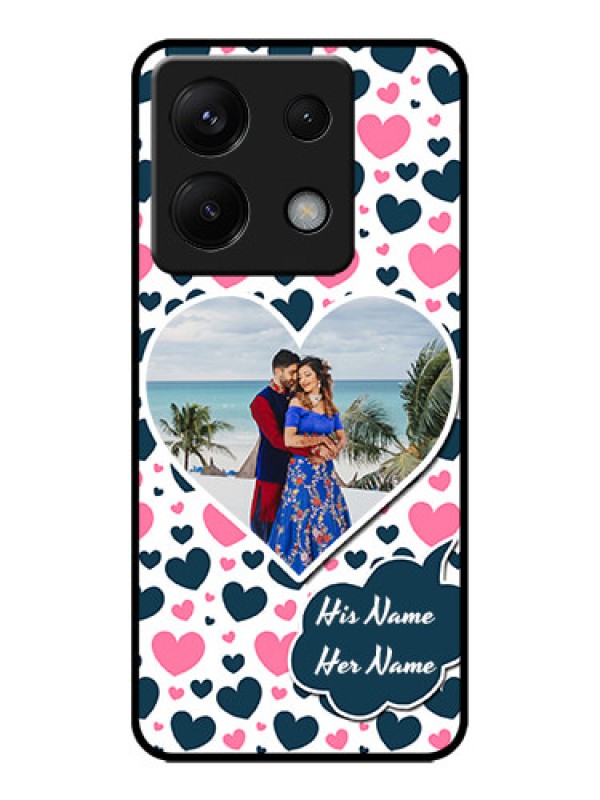 Custom Redmi Note 13 Pro 5G Custom Metal Phone CasePink and Blue Heart Design