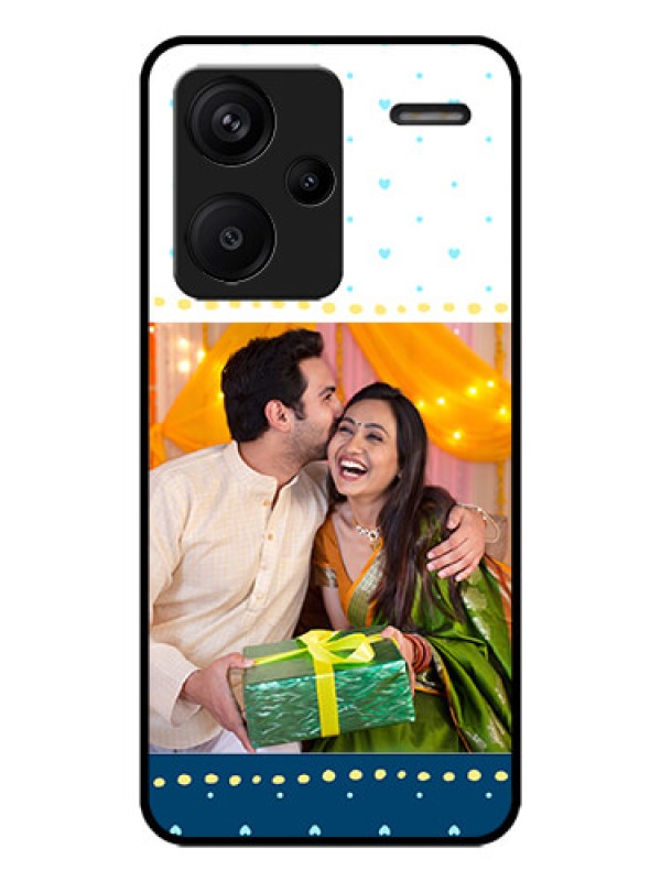 Custom Redmi Note 13 Pro Plus 5G Custom Metal Phone CaseWhite And Blue Abstract Design