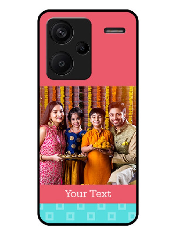 Custom Redmi Note 13 Pro Plus 5G Custom Metal Phone CasePeach and Blue Color Design