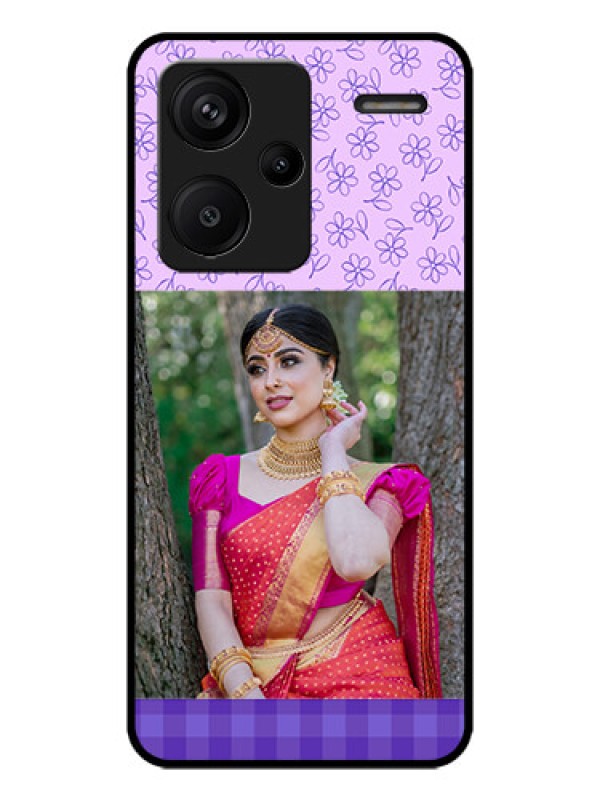 Custom Redmi Note 13 Pro Plus 5G Custom Metal Phone CasePurple Floral Design