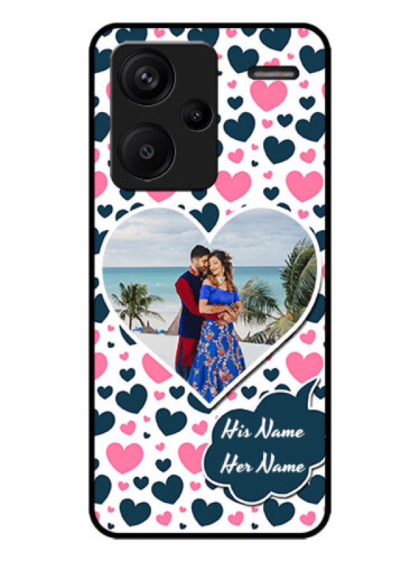 Custom Redmi Note 13 Pro Plus 5G Custom Metal Phone CasePink and Blue Heart Design