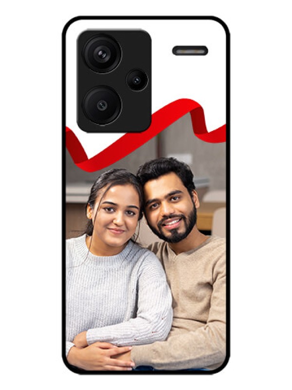 Custom Redmi Note 13 Pro Plus 5G Custom Metal Phone CaseRed Ribbon Frame Design