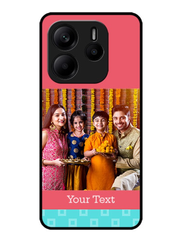 Custom Redmi Note 14 5G Custom Metal Phone CasePeach and Blue Color Design