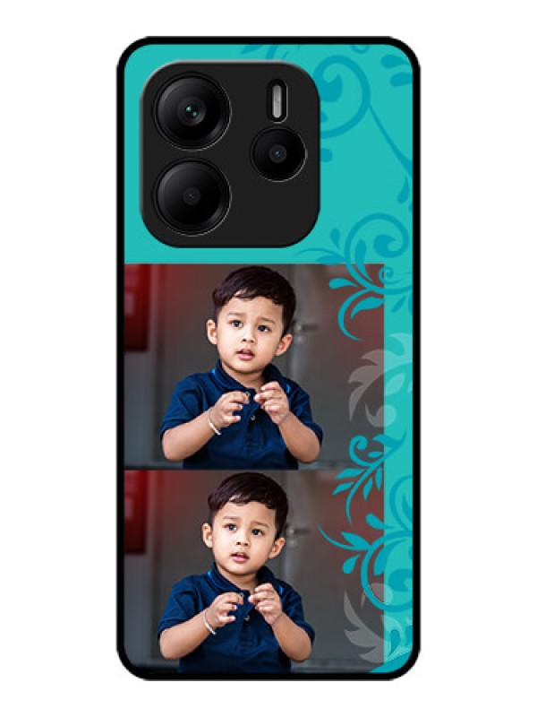 Custom Redmi Note 14 5G Custom Metal Phone CaseWith Photo And Green Floral Design