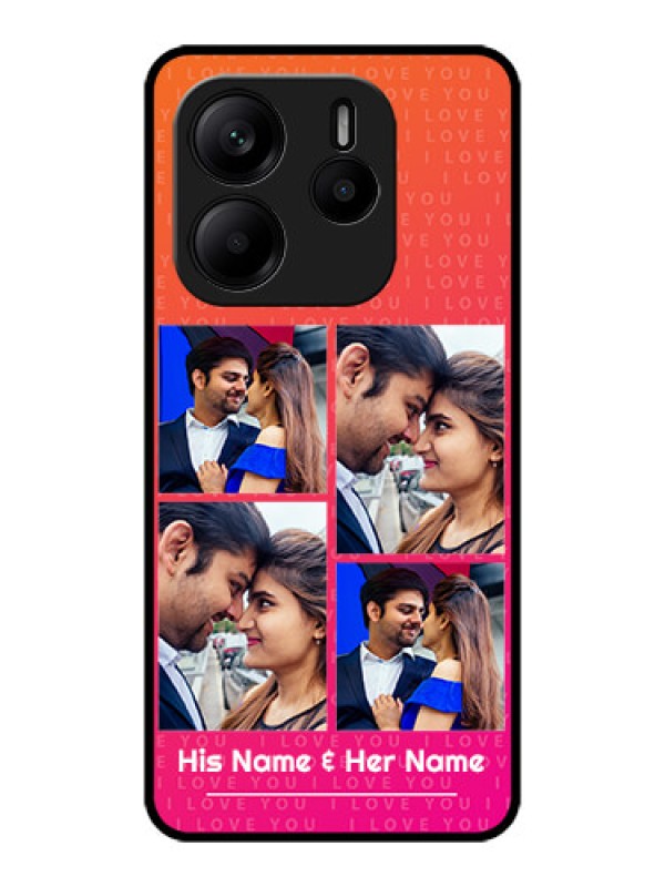 Custom Redmi Note 14 5G Custom Metal Phone CaseI Love You Pink Design