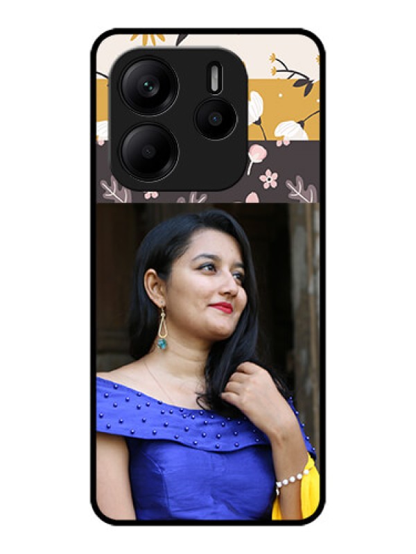 Custom Redmi Note 14 5G Custom Metal Phone CaseStylish Floral Design