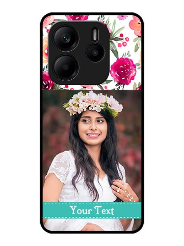 Custom Redmi Note 14 5G Custom Metal Phone CaseWater Colors Floral Design