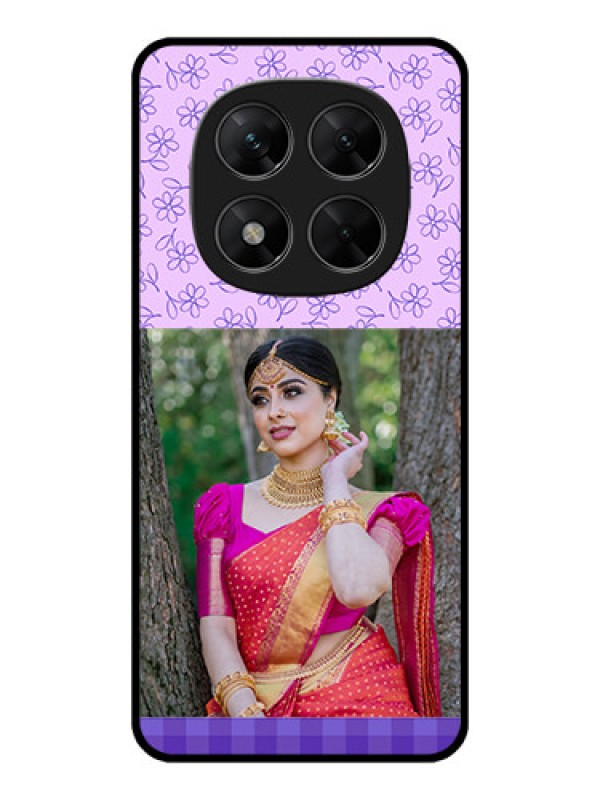 Custom Redmi Note 14 Pro 5G Custom Metal Phone CasePurple Floral Design