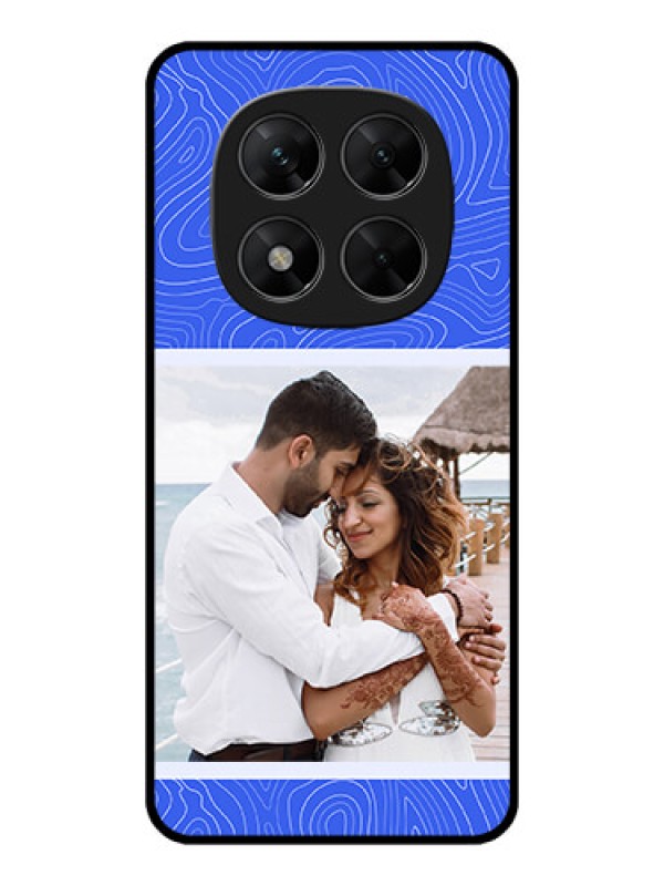 Custom Redmi Note 14 Pro 5G Custom Metal Phone CaseCurved Line Art With Blue And White Design