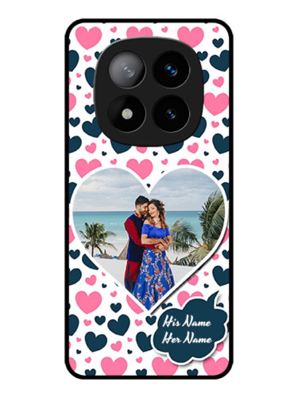 Custom Redmi Note 14 Pro Plus 5G Custom Metal Phone CasePink and Blue Heart Design