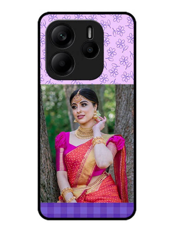 Custom Redmi Note 14 SE 5G Custom Metal Phone Case - Purple Floral Design