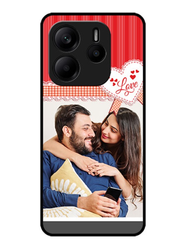 Custom Redmi Note 14 SE 5G Custom Metal Phone Case - Red Love Pattern Design