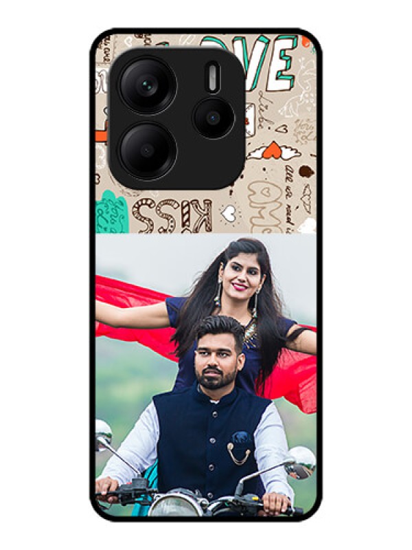 Custom Redmi Note 14 SE 5G Custom Metal Phone Case - Love Doodle Pattern