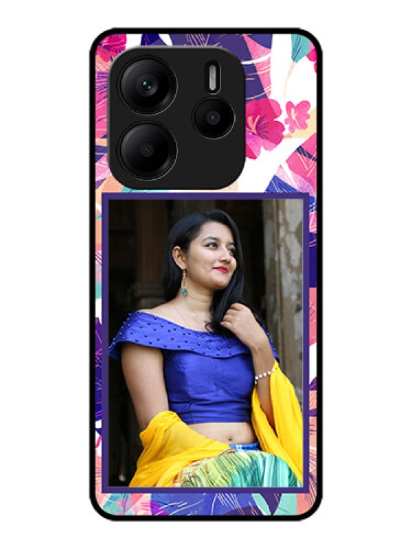 Custom Redmi Note 14 SE 5G Custom Metal Phone Case - Abstract Floral Design