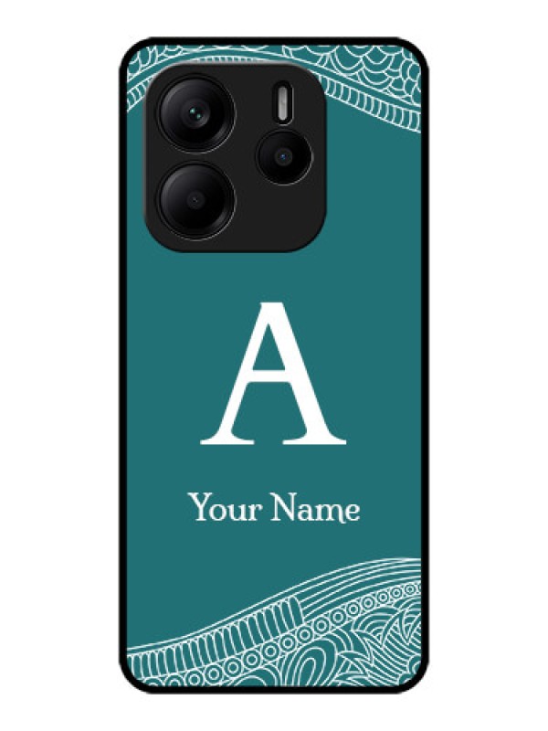Custom Redmi Note 14 SE 5G Custom Metal Phone Case - Line Art Pattern With Custom Name Design
