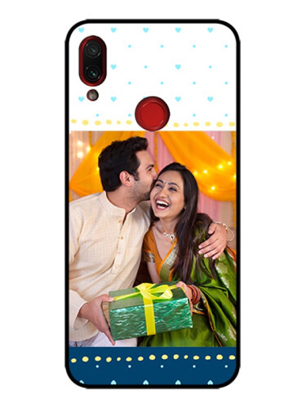 Custom Redmi Note 7 Pro Custom Metal Phone Case - White And Blue Abstract Design