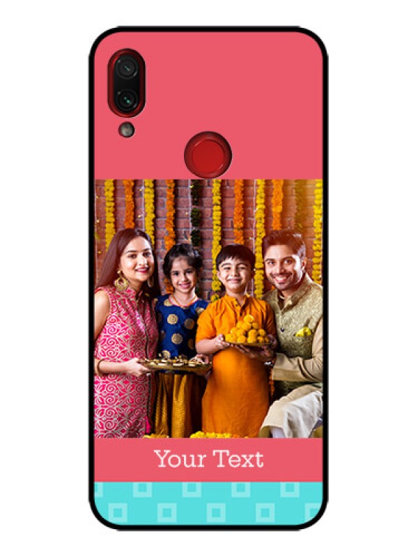 Custom Redmi Note 7 Pro Custom Metal Phone Case - Peach and Blue Color Design