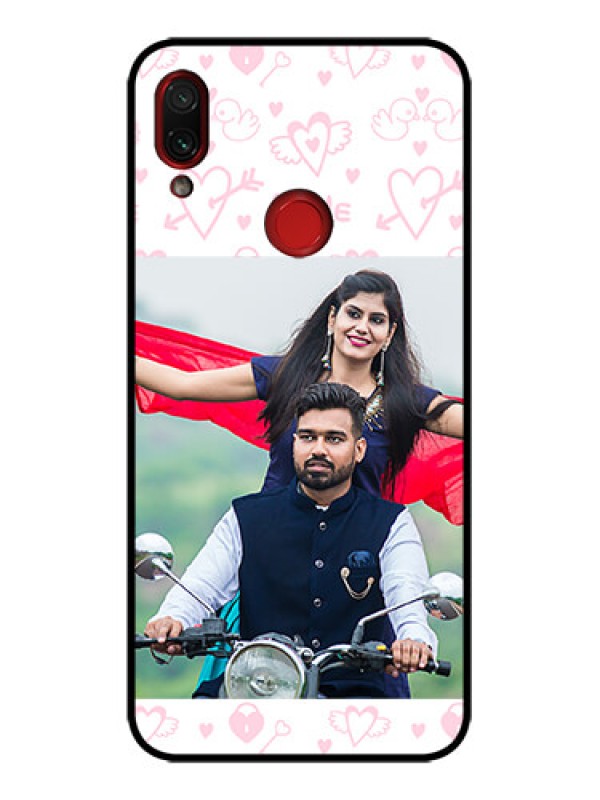 Custom Redmi Note 7 Pro Custom Metal Phone Case - Pink Flying Heart Design