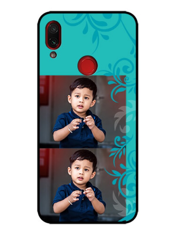 Custom Redmi Note 7 Pro Custom Metal Phone Case - With Photo And Green Floral Design