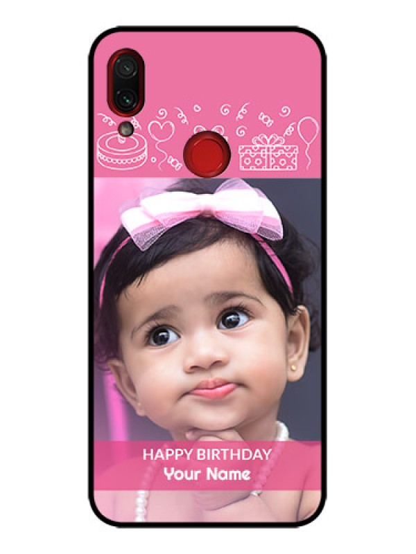 Custom Redmi Note 7 Pro Custom Metal Phone Case - With Birthday Line Art Design
