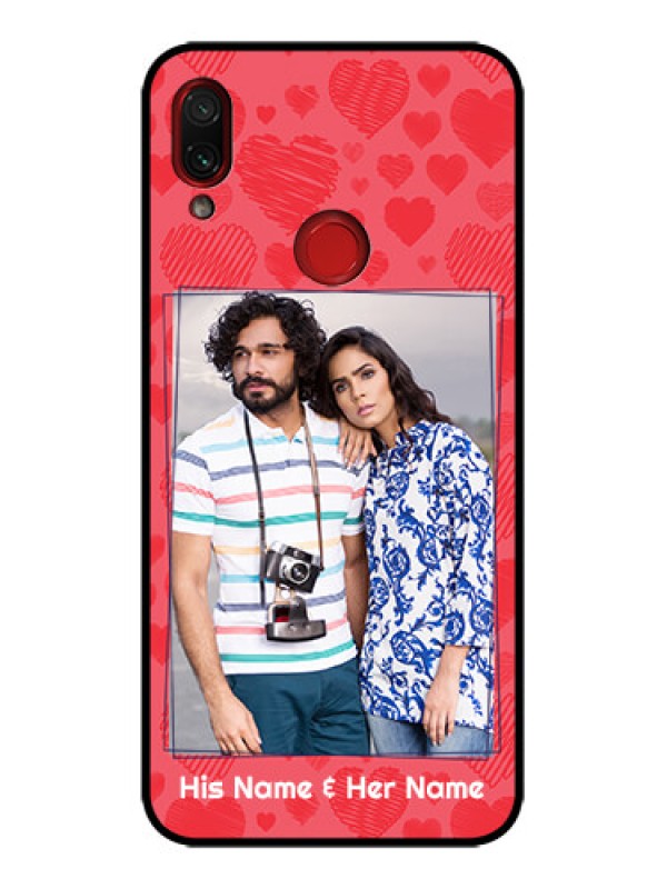 Custom Redmi Note 7 Pro Custom Metal Phone Case - With Red Heart Symbols Design