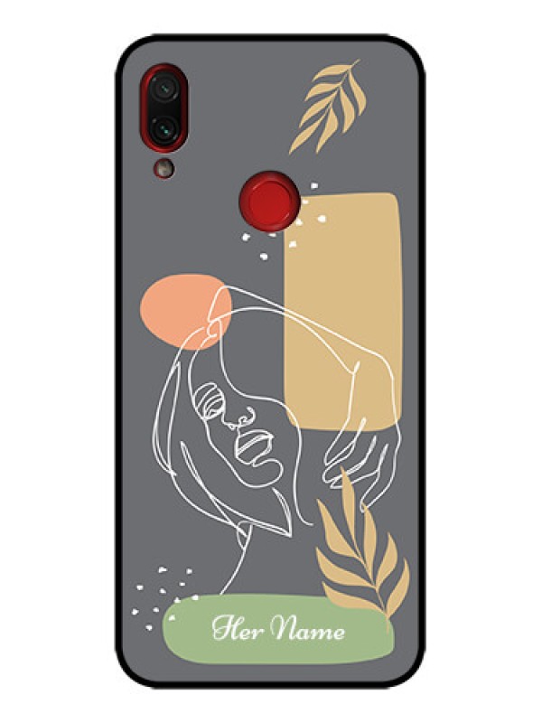 Custom Redmi Note 7 Pro Custom Metal Phone Case - Gazing Woman Line Art Design