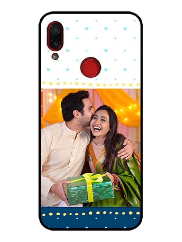 Custom Redmi Note 7 Custom Metal Phone Case - White And Blue Abstract Design