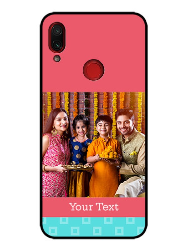 Custom Redmi Note 7 Custom Metal Phone Case - Peach and Blue Color Design