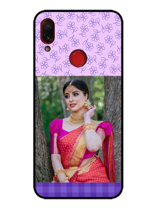 Custom Redmi Note 7 Custom Metal Phone Case - Purple Floral Design