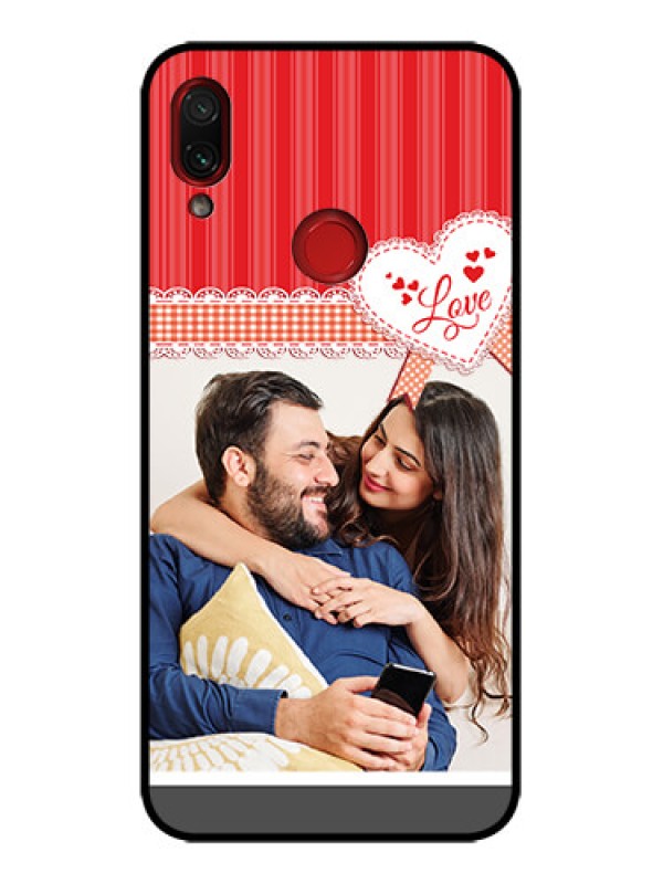 Custom Redmi Note 7 Custom Metal Phone Case - Red Love Pattern Design