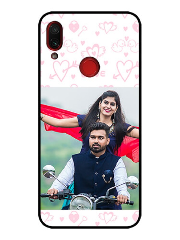 Custom Redmi Note 7 Custom Metal Phone Case - Pink Flying Heart Design