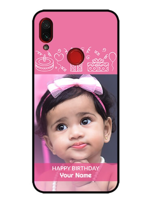Custom Redmi Note 7 Custom Metal Phone Case - With Birthday Line Art Design