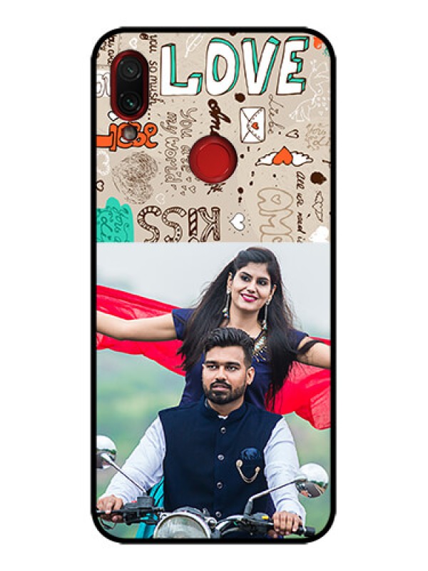 Custom Redmi Note 7 Custom Metal Phone Case - Love Doodle Pattern